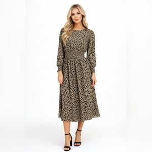 DownEast Leopard Print Dress - Black and Tan